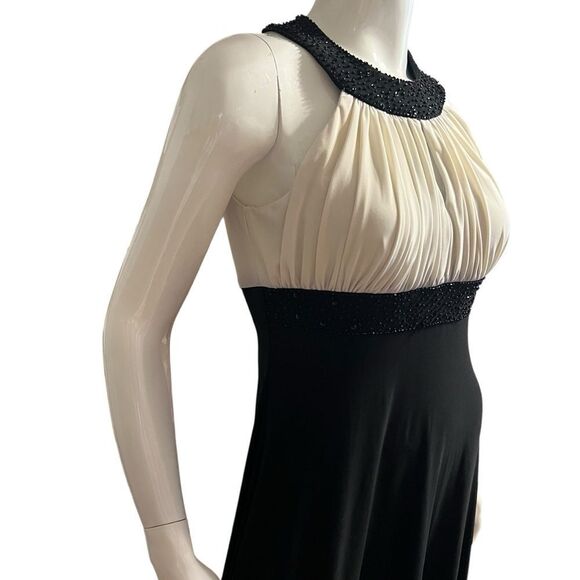 Elegant Black & Cream Beaded Midi Dress Size 6 - Picture 5 of 10